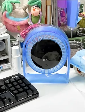 𝟐𝟎𝟐𝟓 𝐍𝐞𝐰 Air Circulator Desk Fan Quiet, Mini Small Portable Fan for Bedroom, 4 Speeds Strong Airflow, Smart Display USB Fan,120°Tilt, Desktop Table Fans For Office Dorm Room, Translucent Blue