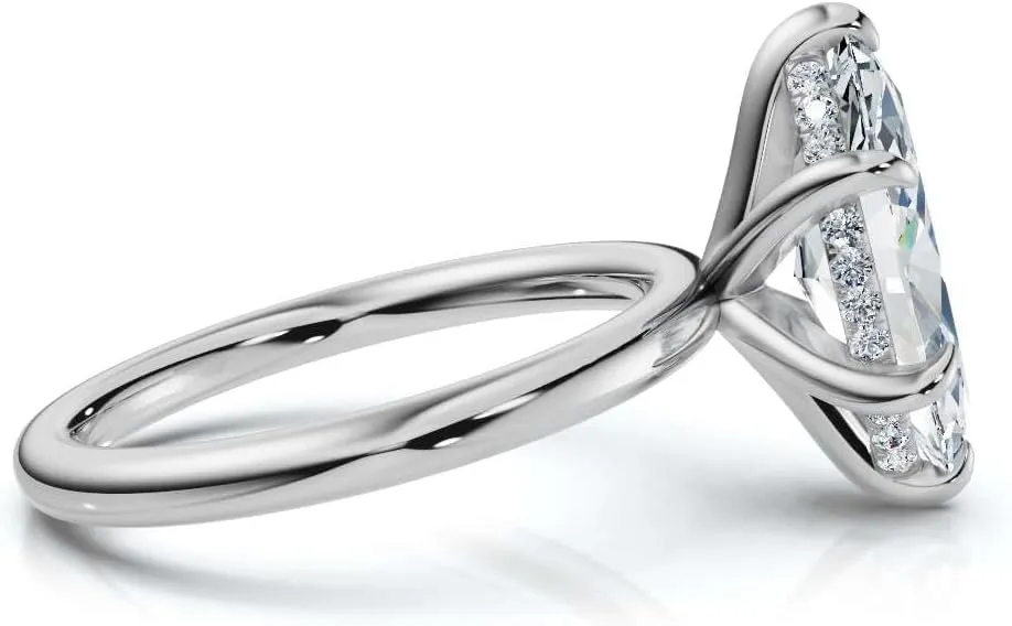 1 CT Moissanite Engagement Ring 10K 14K 18K Solid Gold & 925 Sterling Silver Hidden Halo Moissanite Ring For Women