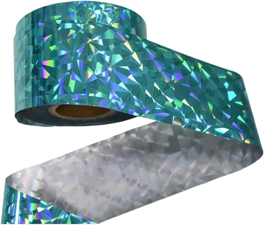 1 roll 120m Nail Foil Holo Broken Glass Transfer Foil Paper Laser Metal Effect Nail Art Decals for Women Manicure Decorations (Lake Blue)
