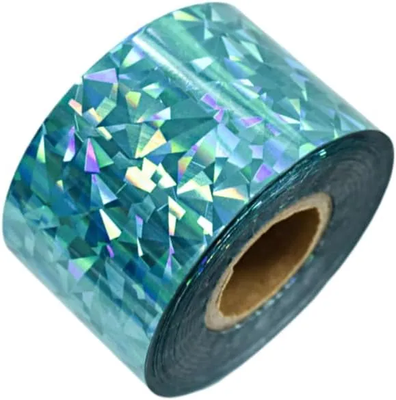 1 roll 120m Nail Foil Holo Broken Glass Transfer Foil Paper Laser Metal Effect Nail Art Decals for Women Manicure Decorations (Lake Blue)