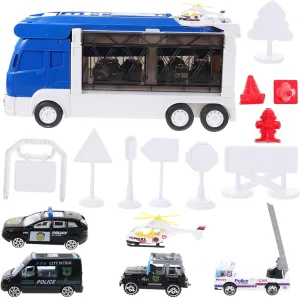 1 Set Mini Police Car Cartoon Model with Sound Effects and Flashing Lights for Birthday and Decorations
