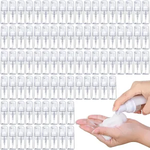 100 Pcs Foam Pump Bottle 1oz/30ml Mini Travel Plastic Empty Pump Lash Shampoo Clear Dispenser Portable Instant Soap Foaming Bottles for Hand Lotion Shampoo