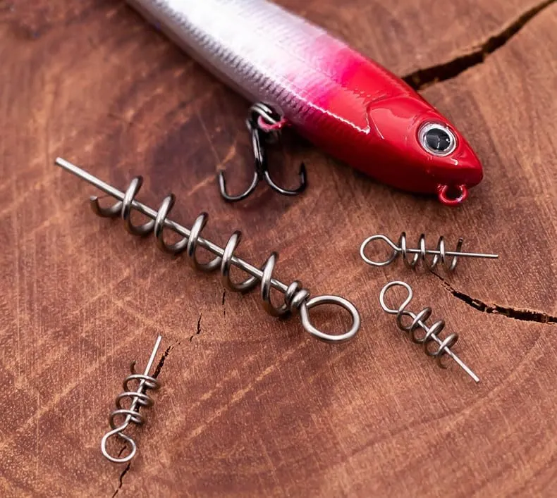 100pcs Fishing Soft Lures Spring Twist Lock Bait Worm Keeper for Crank Hook Soft Lures
