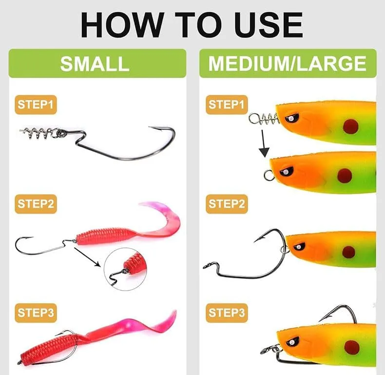 100pcs Fishing Soft Lures Spring Twist Lock Bait Worm Keeper for Crank Hook Soft Lures