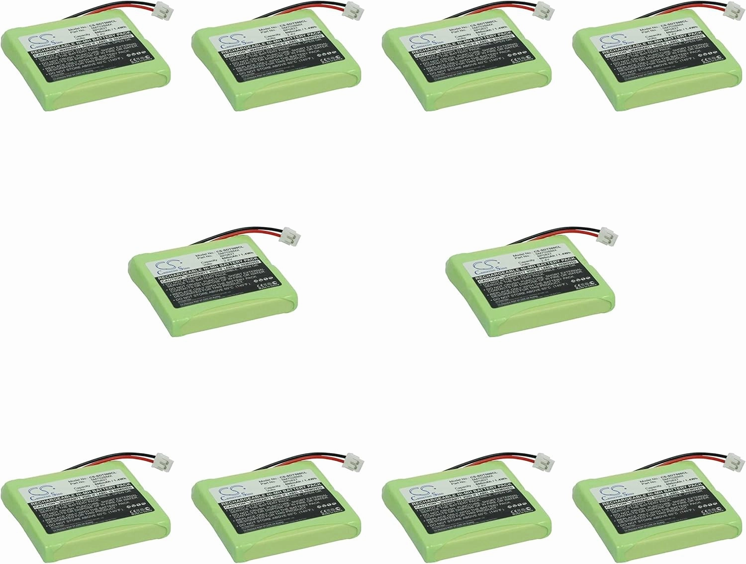 10 Pcs 600mAh/2.4V Replacement Battery for Swissvoice Aeris 196T Aeris 196PT