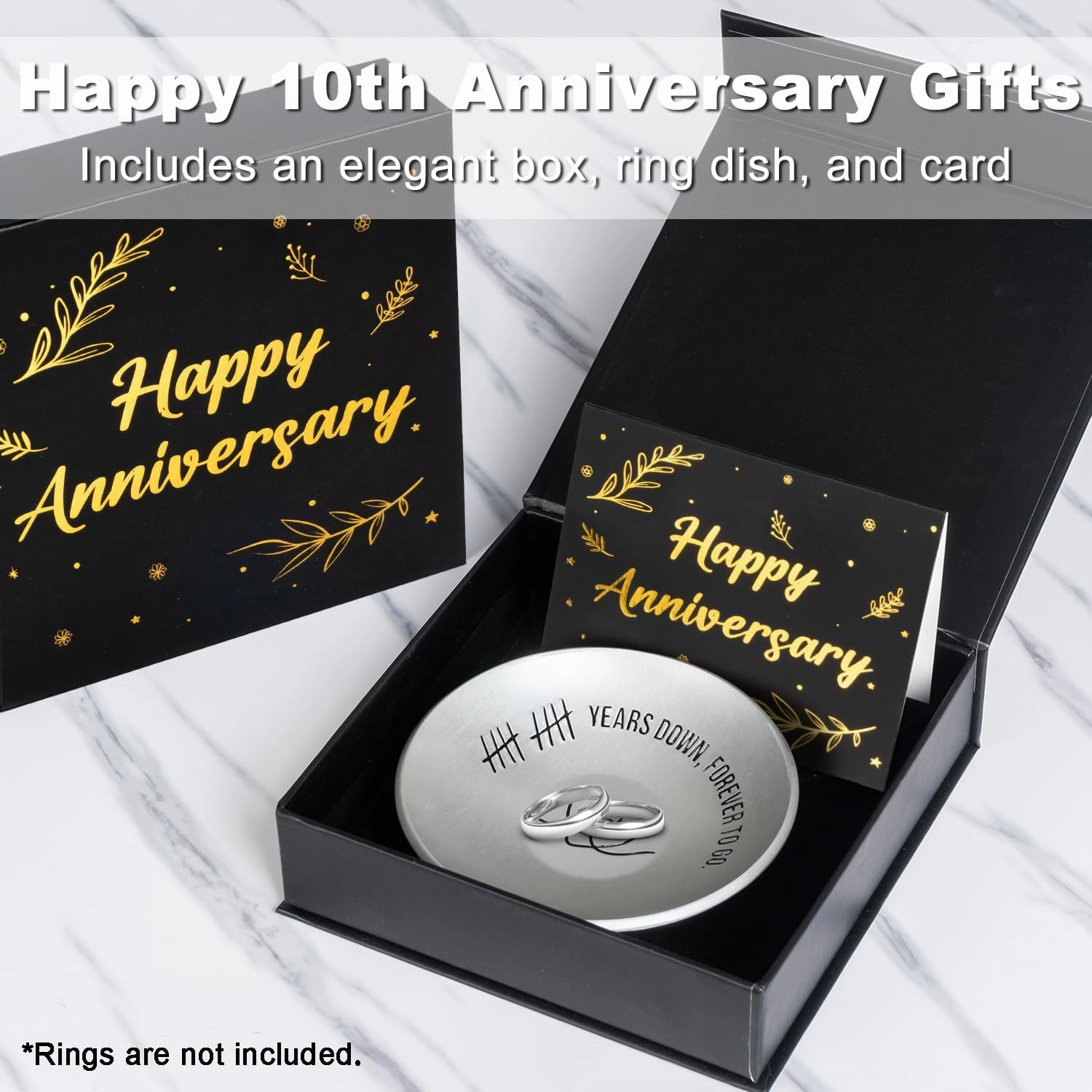 10th Anniversary Aluminum Gifts for Her/Him, 10 Year Wedding Anniversary for Wife Husband Couple Parents, 4" Ring Holder Dish Jewelry Tray - Decoration Ideas Tin Gift for Men Women