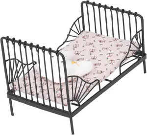1:12 Mini Doll House Bed,1:12 Scale European Mini Metal Frame Doll Bed with Mattress Pillow Miniature Bedroom Furniture for Dollhouse Decor(Type A)