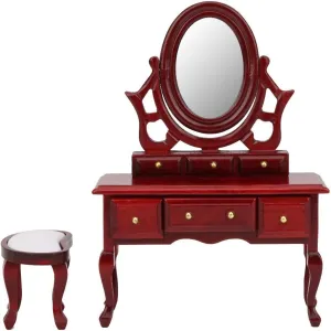 1:12 Scale Dollhouse Miniature Bedroom Furniture,Dressing Table Stool Model For Dollhouse Accessories Furniture Decoration Dolls And Toys
