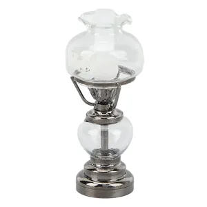 1:12 Scale Dollhouse Miniature Table Candlestick lamp, Battery Operated Vintage Decorative Miniature Candlestick Light (Black)