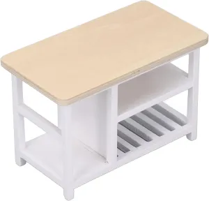 1:12 Scale Dollhouse Storage Table Beech Wood Miniature Multi Layer Dollhouse Furniture Storage Table White Color Block