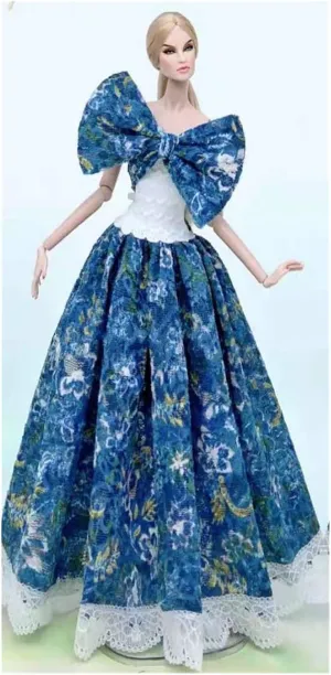 11.5" Doll Outfits Classic Wedding Dresses for Clothes Silver Blue Princess Party Gown 1/6 BJD Dollhouse Accessories Toys Window Decoration Crafts Cute /93 (Color : Dress 11)