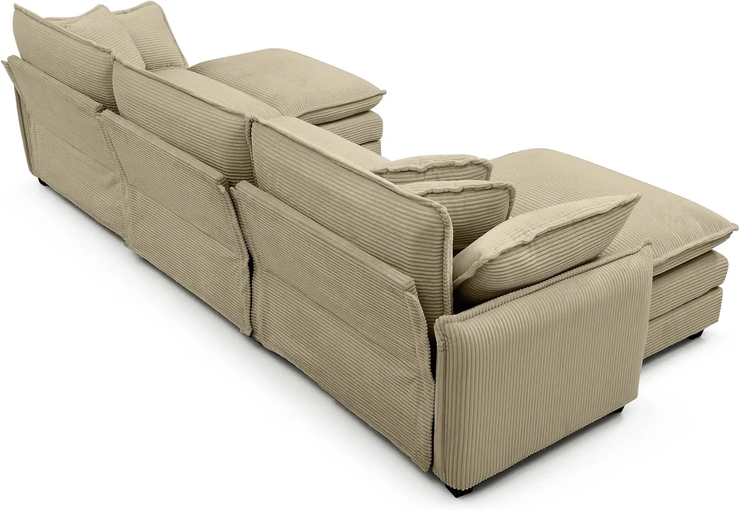 115" Oversize Modular Cloud Couch Sectional - Deep Seat U-Shaped Sofa, 3 Seats with 2 Ottomans,Pet-Friendly Fabric,Camel Corduroy