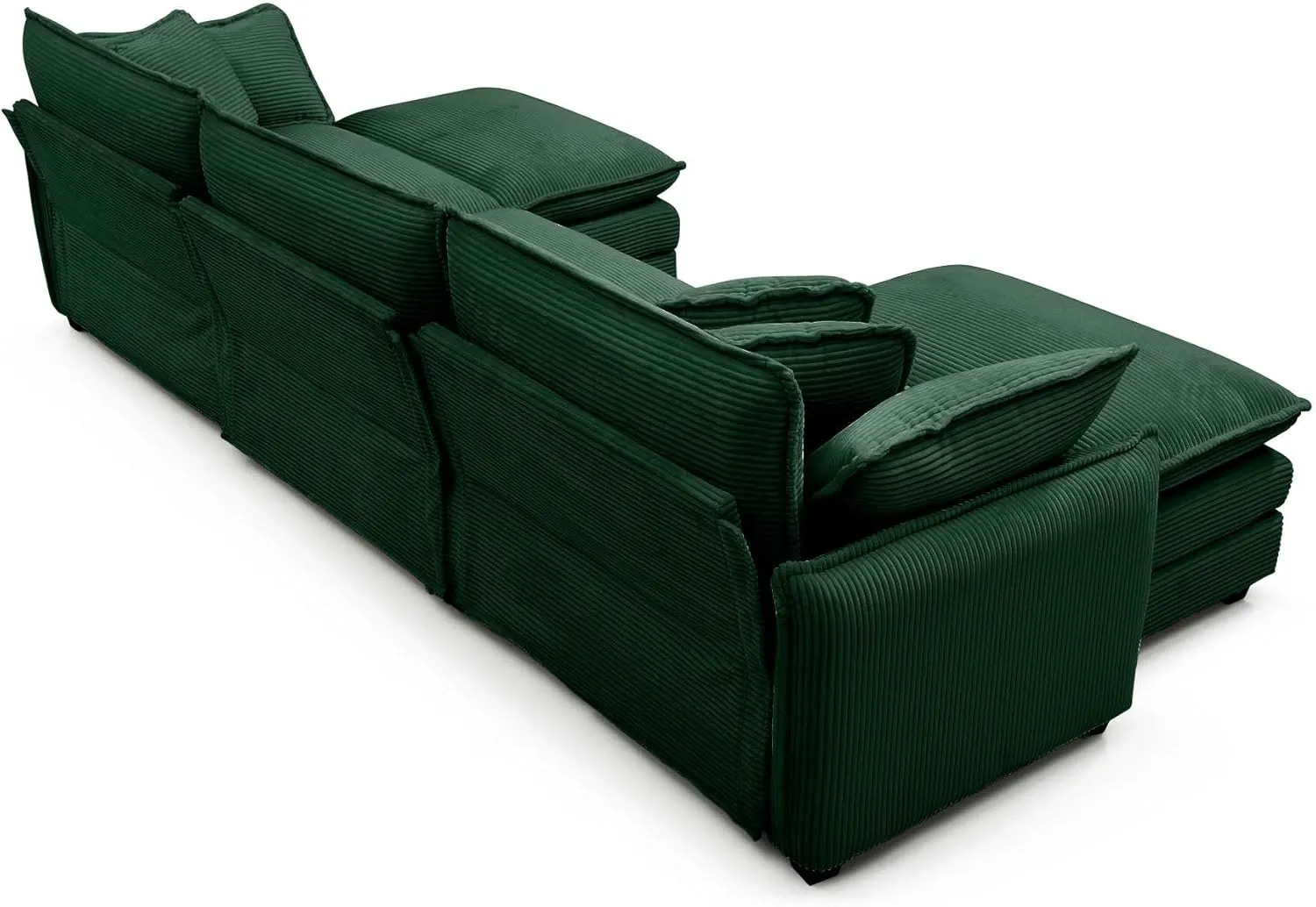 115" Oversize Modular Cloud Couch Sectional - Deep Seat U-Shaped Sofa, 3 Seats with 2 Ottomans,Pet-Friendly Fabric,Green Corduroy
