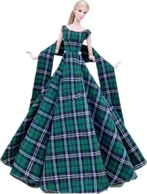 11.5"" Doll Outfits Classic Wedding Dresses for Clothes Silver Blue Princess Party Gown 1/6 BJD Dollhouse Accessories Toys Window Decoration Crafts Cute /93 (Color : Dress and Scarf 2)