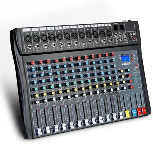 12 Channel Audio Mixer Sound Board DJ Mixer USB Audio Interface 48V Phantom Power Reverb Delay Effect Bluetooth USB MP3 Karaoke Mixer for PC Recording,Live Streaming