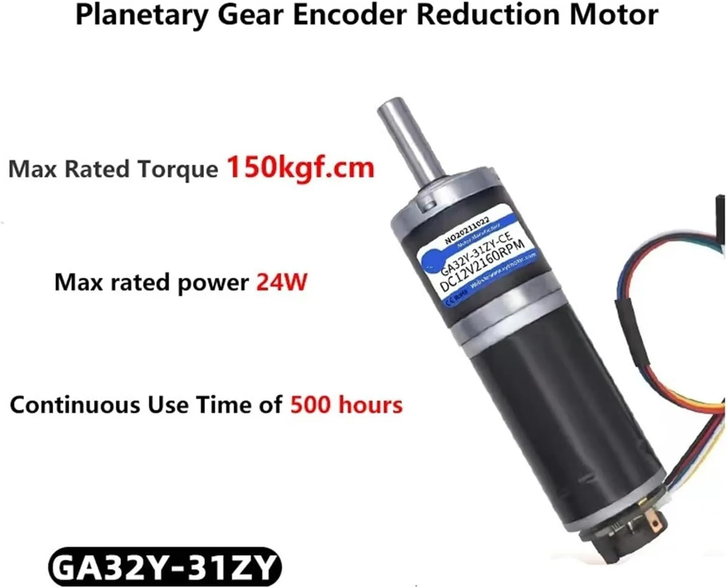 12V24V 32mm Mini DC 32-31ZY Encoder Reduction Motor Planetary Gear Adjustable Forward and Reverse Small Motor(18RPM_D8 24V)