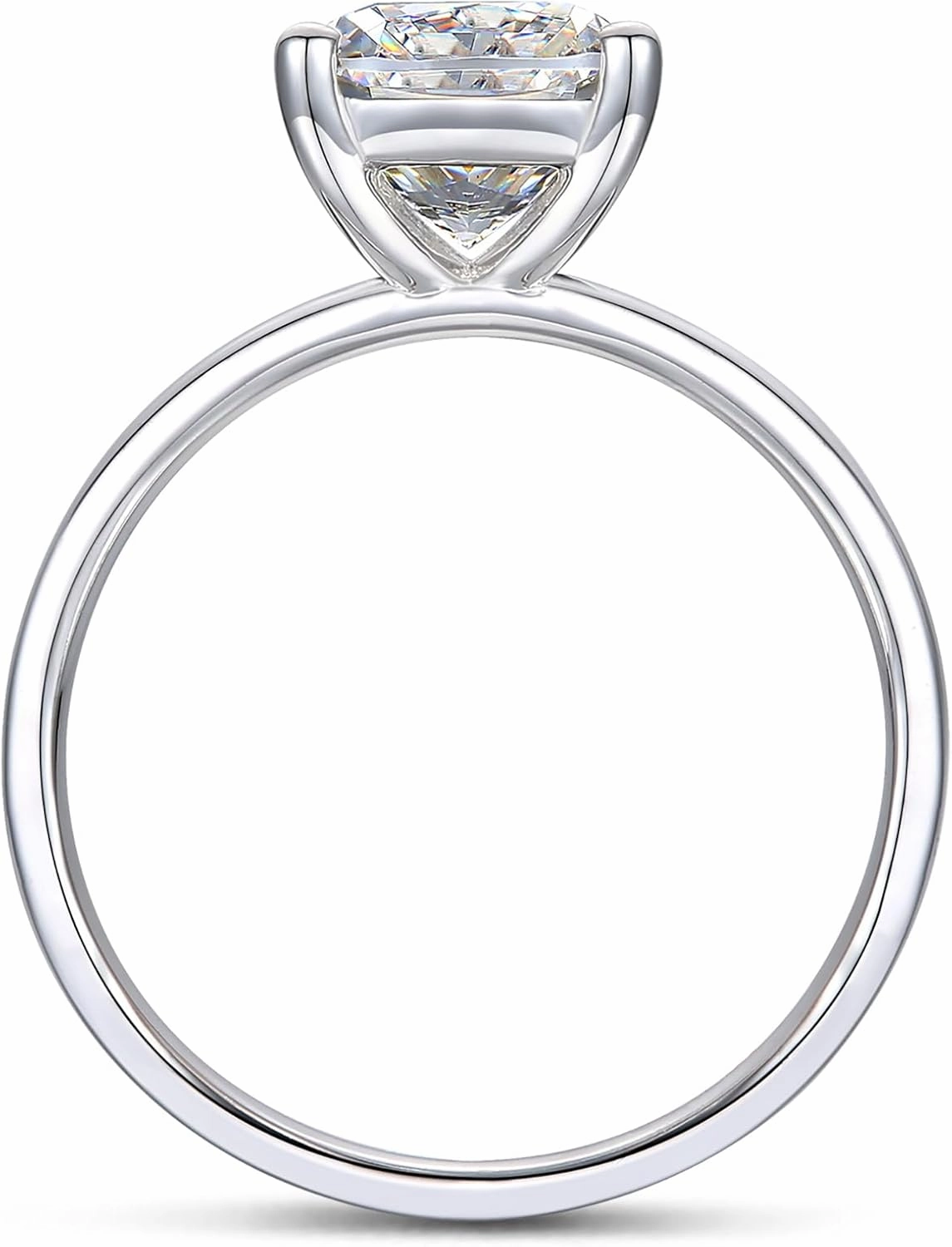14k White Gold 3ct Cushion Cut D Color Moissanite Engagement Rings for Women