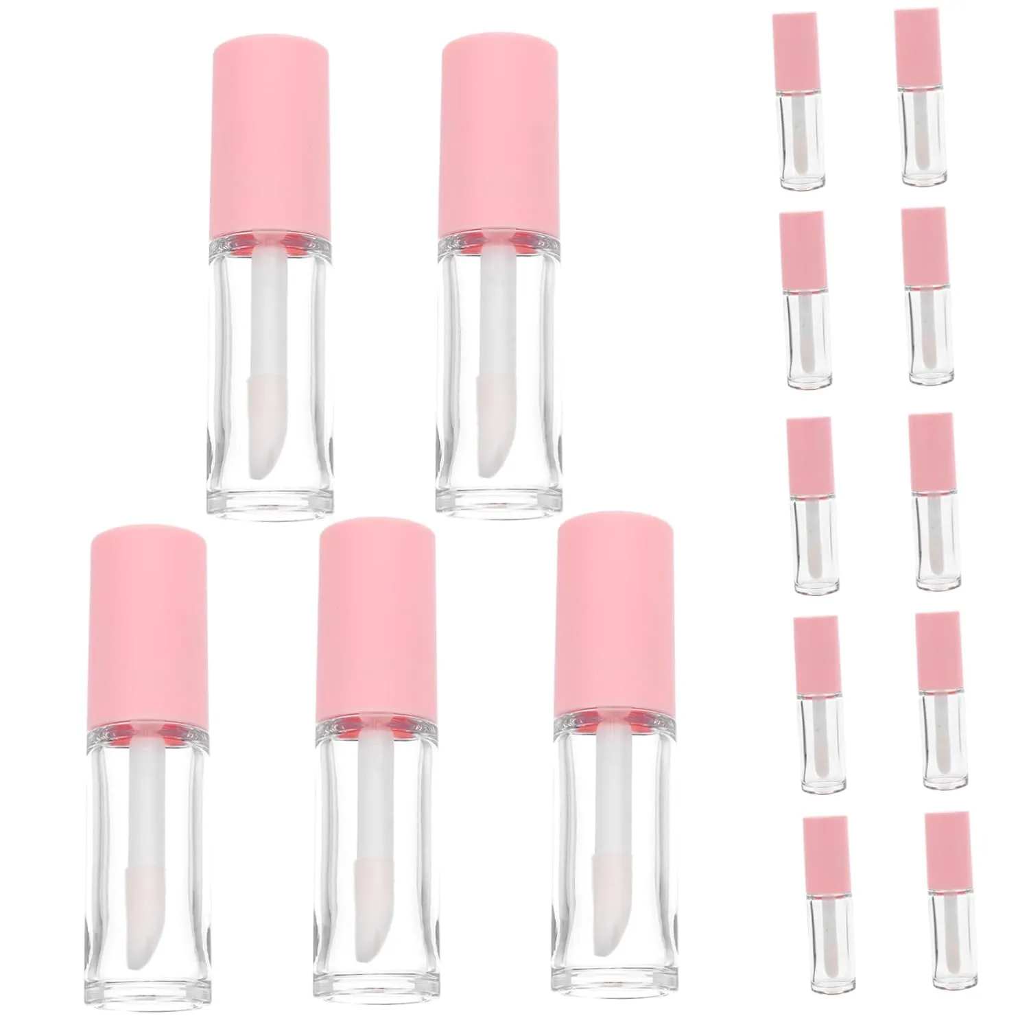 15 Pcs 10ml Large Lip Brush Clear Lip Gloss Refillable Lip Gloss Tube Mini Sample Tubes Lipstick Bottles Empty Containers Mini Lip Gloss Tubes Empty Pink Pet