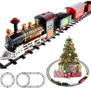 16 Piece Train and Carriage Play Set Battery Operated Toy with 5 Train Cars, 11 Rail Sections, Realistic Sounds, Working Lights, for Ages 3 , Perfect for Kids