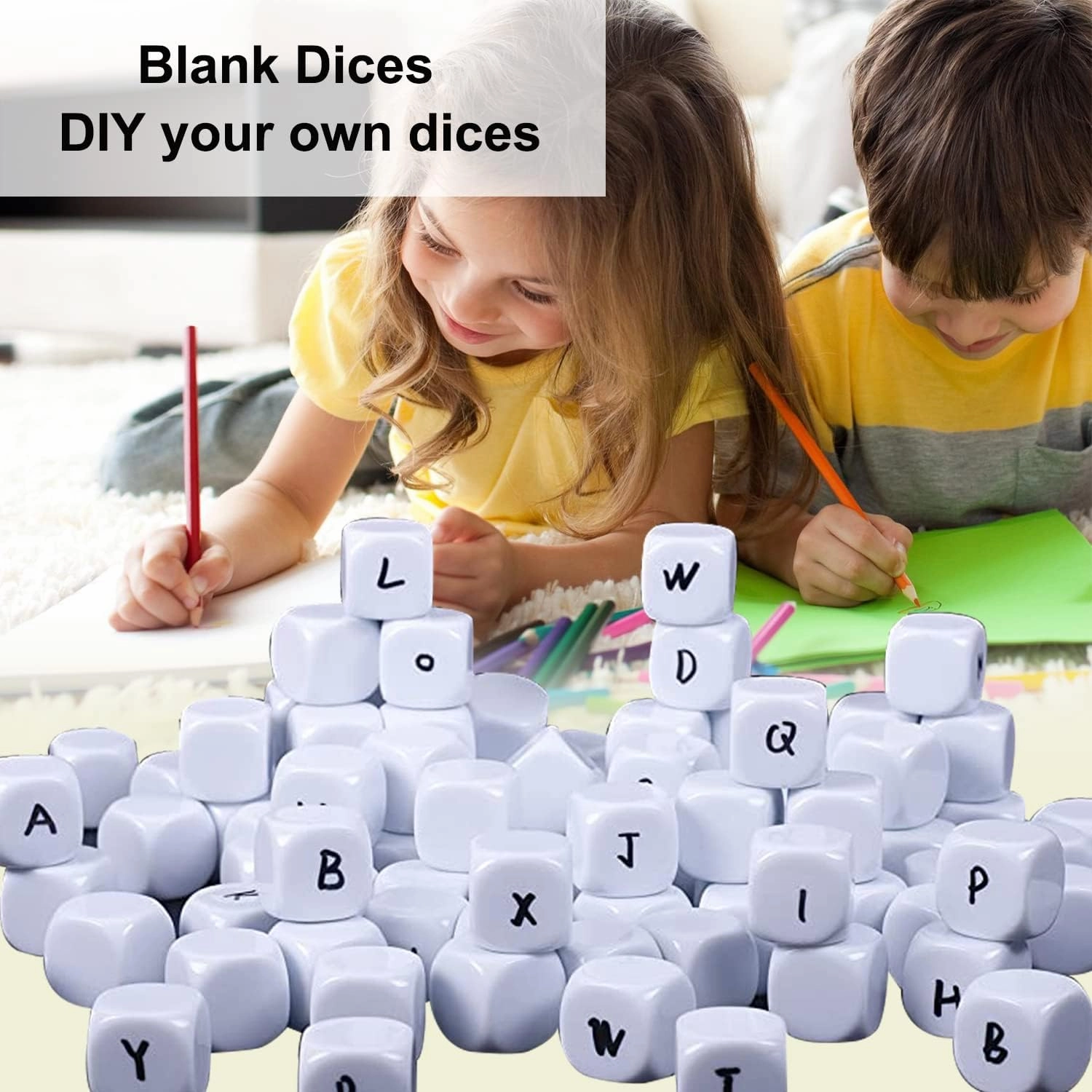 16mm Acrylic Dice with Smoothed Surface Six Sided with Rounded Corner Blank White Dice Cubes for Board Games, DIY Sticker, Math Counting Teaching, Party Fun 100PCS