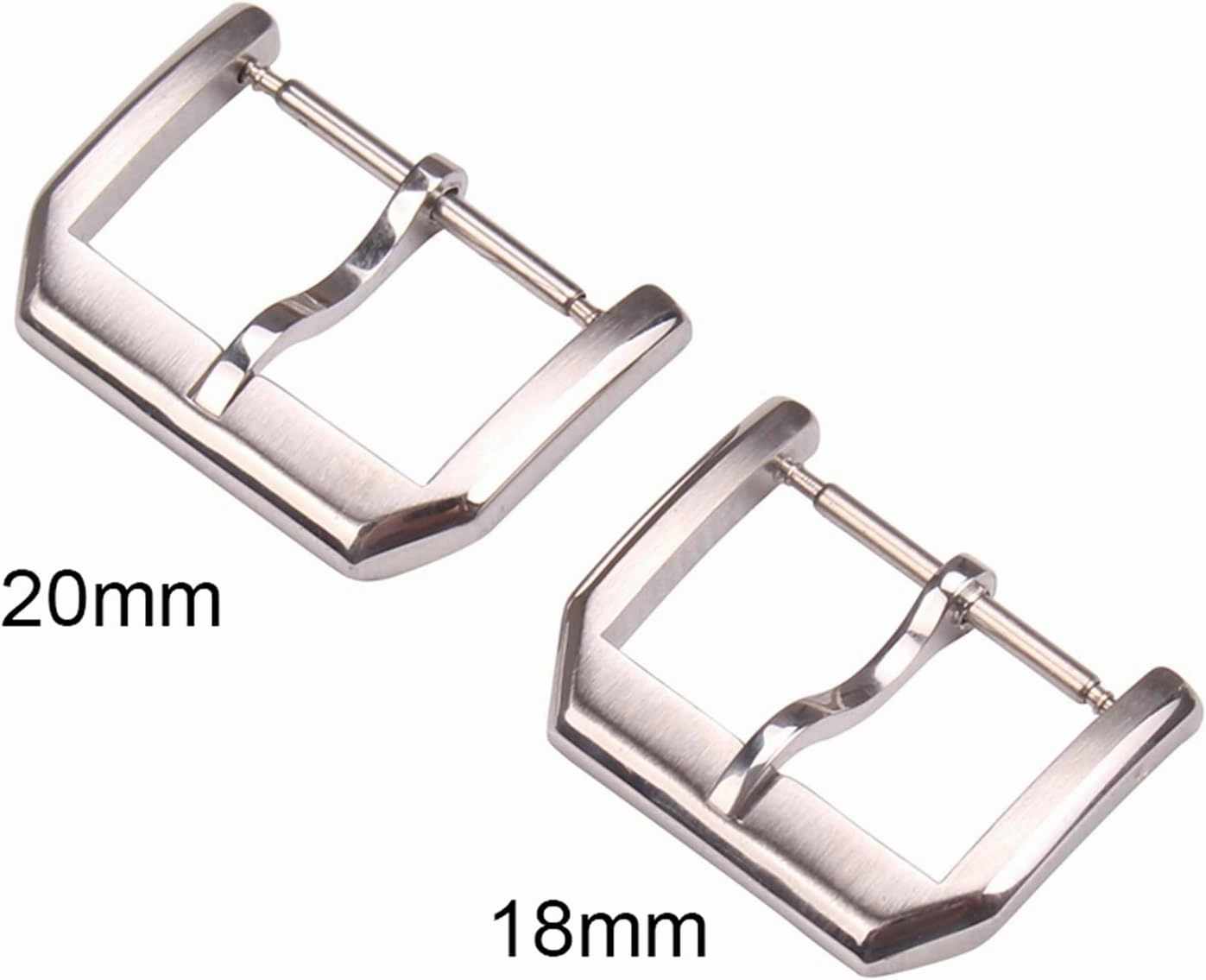 18mm 20mm Solid Stainless Steel Watch Buckle Silver Brushed Polished Watchbands Strap Clasp(20mm)