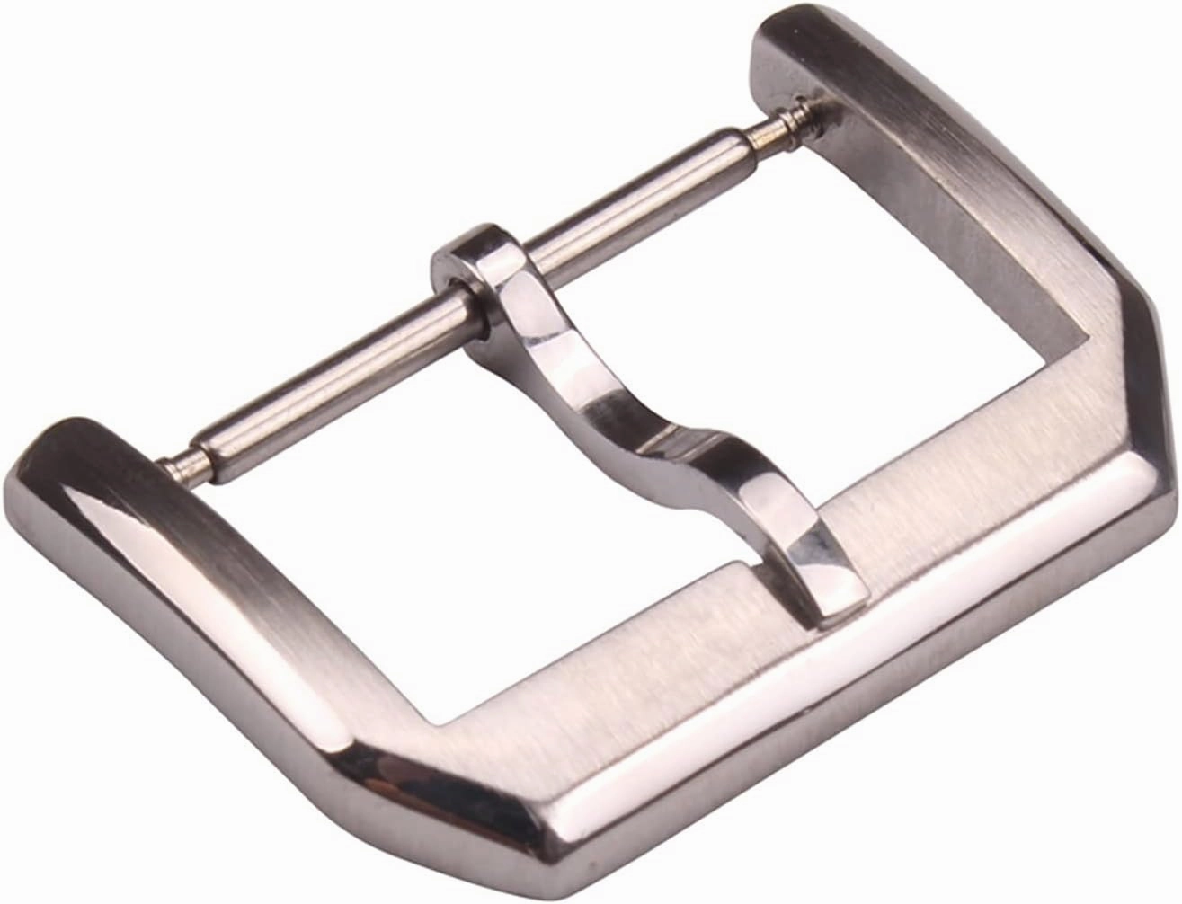 18mm 20mm Solid Stainless Steel Watch Buckle Silver Brushed Polished Watchbands Strap Clasp(20mm)