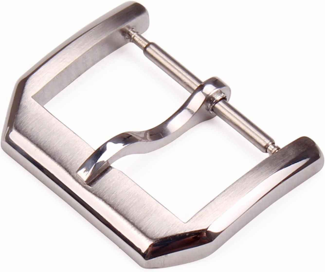 18mm 20mm Solid Stainless Steel Watch Buckle Silver Brushed Polished Watchbands Strap Clasp(20mm)