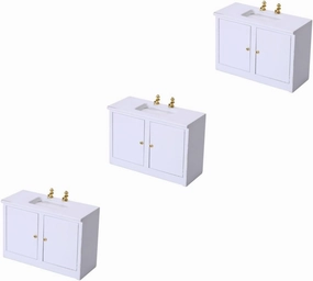 1Pc Mini Bathroom Sink Model Small House Accessory Realistic White Miniature Washing Table Set for Dollhouse Decoration Safe Furniture Ornament
