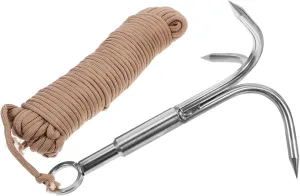 1Set Grappling Hook with Rope Durable Aquatic Anchor Hook Lightweight Climbing Claw for Outdoor Activities for Fishing and Rescue Situations with Random Rope Color