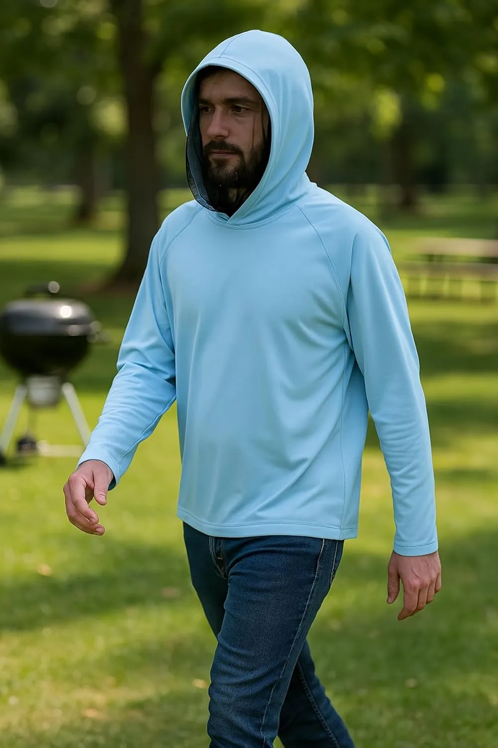 2-in-1 Cooling Mosquito Jacket with Hood for Men & Women - UPF 50  Sun Protection with Adjustable Face Mesh