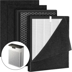 2 Pack KJ190L Replacement Filter,Compatible with MOOKA KJ190L Pet Air Purifier,Suitable for Large Room with 2000 Ft², 2 H13 True HEPA Filters & 4 Washable Pre-Filters for Pet-raising family
