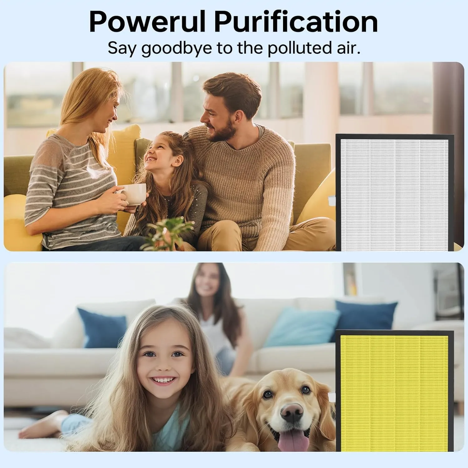 2 Pack KJ217 Replacement Filter,Compatible with MOOKA KJ217 Pet Air Purifier,Suitable for Large Room with 2500 Ft², 2 H13 True HEPA Filters for Pet-raising family,White