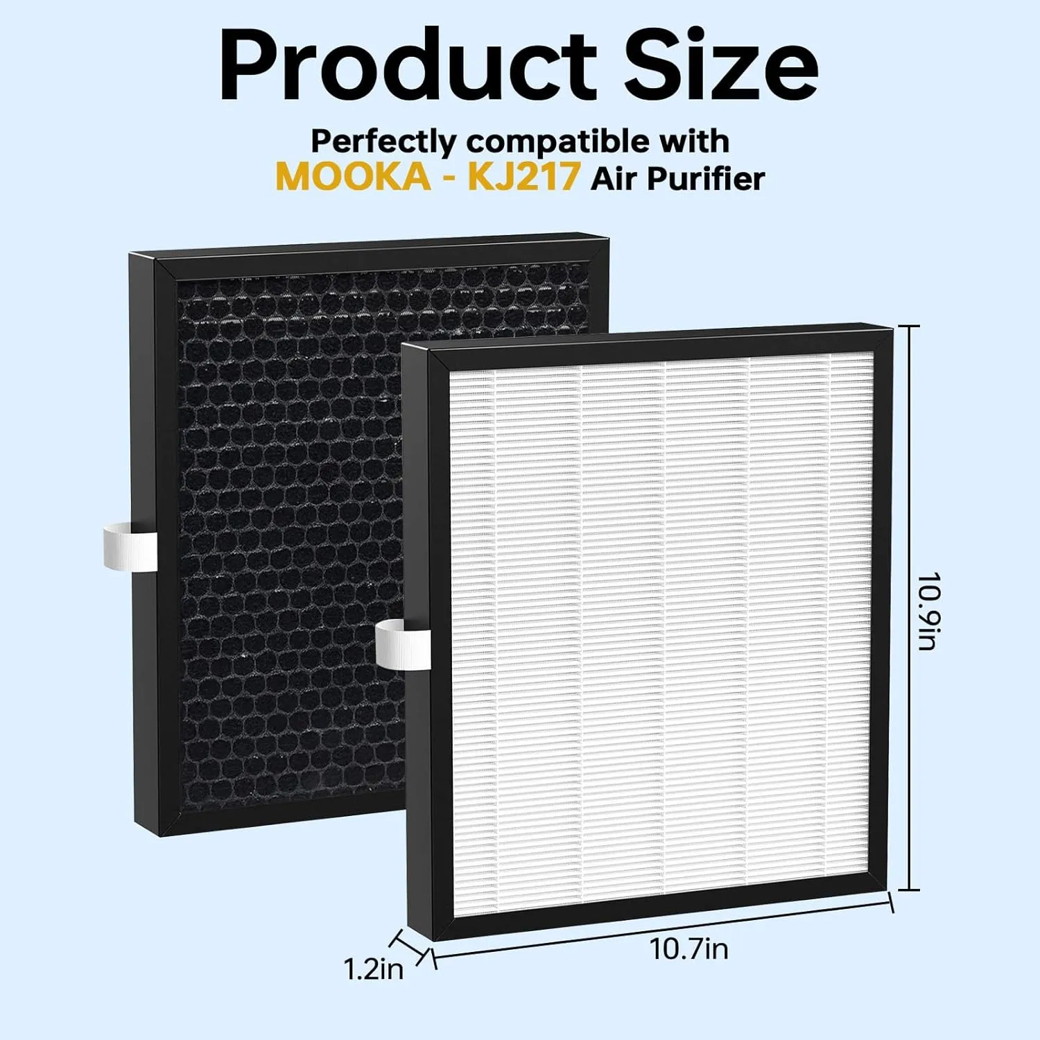 2 Pack KJ217 Replacement Filter,Compatible with MOOKA KJ217 Pet Air Purifier,Suitable for Large Room with 2500 Ft², 2 H13 True HEPA Filters for Pet-raising family,White
