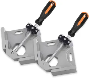 2 Pack Right Angle Clamp - 90 Degree Clamps for Woodworking, Single Handle Aluminum Alloy Corner Clamp with Adjustable Swing Jaw for Welding, Wood-Working, Drilling, Crafting Project