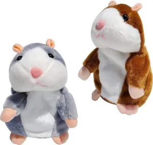 2 Pack Talking Hamster Mouse Plush Interactive Toy Repeat What You Say Mimicry Pet Talking Record for Early Learning