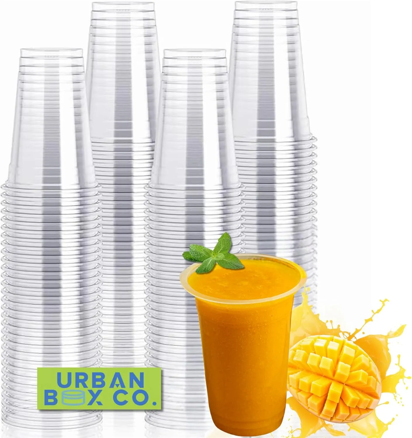 20 oz Clear Disposable Plastic Cups 98mm, 100 Pack – Crystal Durable Pet Cups for Cold Beverages, Smoothies, Coffee, Wine, Desserts, Party, Catering, Events, & To-Go Use