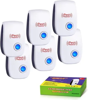 2025 Upgraded Ultrasonic Pest Repeller & Insect Indoor Repeller,Ultrasonic and Repellent for Roach,Rodent,Mouse,Bugs,Mosquito,Mice,Spider,Ant,6 Packs