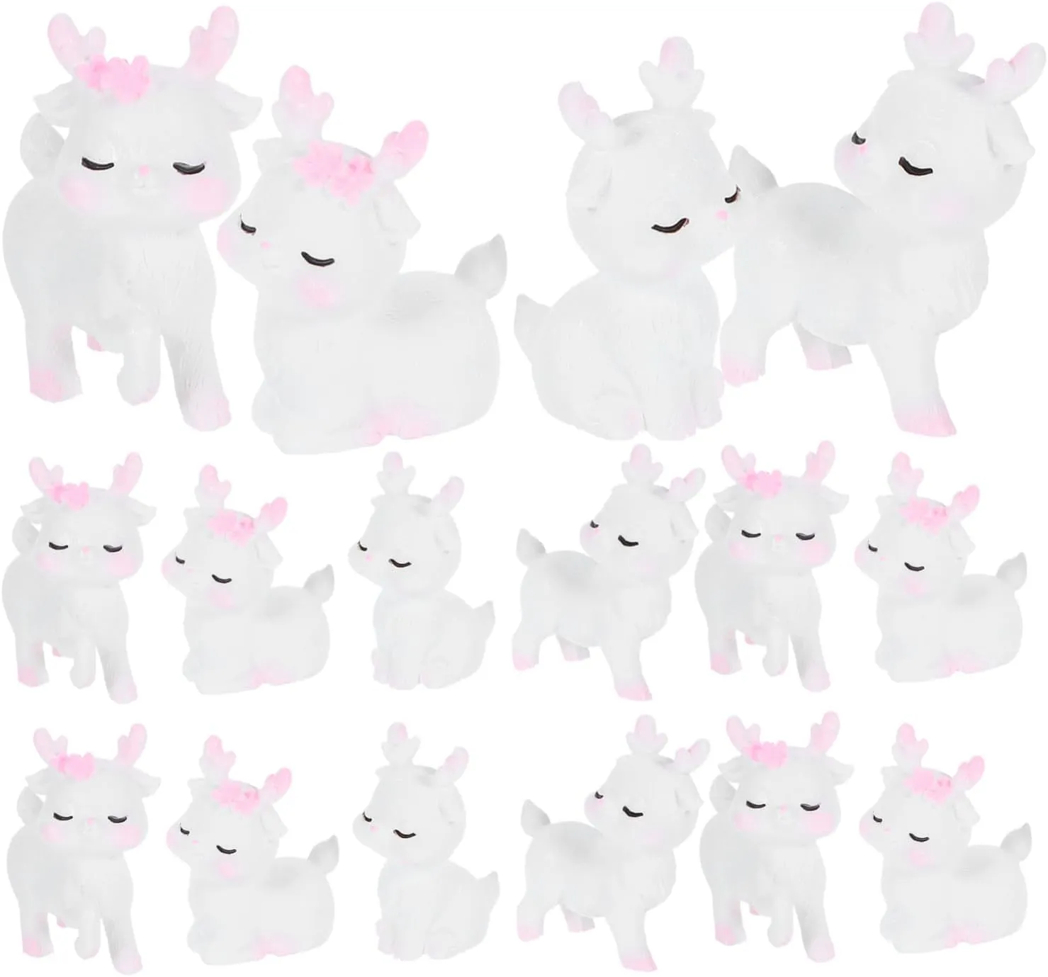 20Pcs Mini Deer Figurines Resin Miniature Animals for DIY Crafts Cute Dollhouse Accessories Unique Garden Decor Micro Landscape Decorations