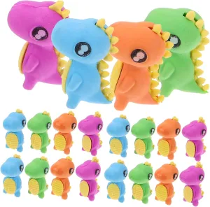 24Pcs Cartoon Dinosaur Erasers Bulk Fun Animal Shaped Mini Erasers for School Stationery Office Supplies and Creative Projects