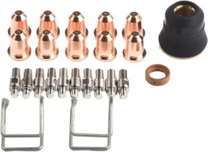 24Pcs Plasma Cutter Consumables Set For Chicago Electric 95539 95413 60767 95136,Electrodes, Tips, Guard, Swirl Ring, Spring Guide (0.8mm Tip)