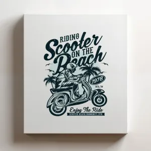 (24x36x1.25 In) Gallery Wrapped Canvas Wall Art Print of Scooter Beach - 100% Cotton, Ready to Hang, High-Definition Giclée Printing, Fade-Resistant, Modern Home & Office | ANDUNCA0g34511WH