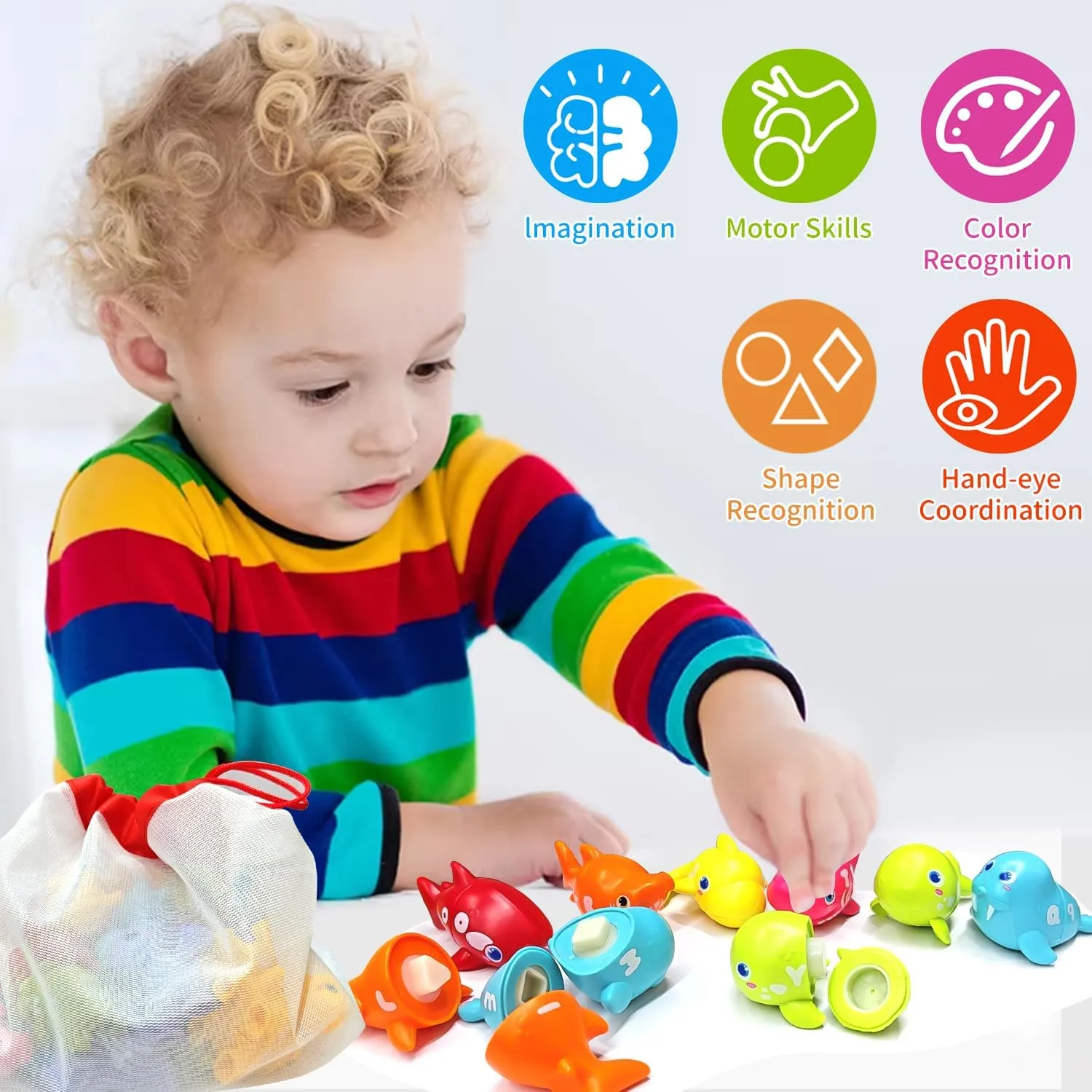 26 PCS Sea Animals Alphabet Learning Toys - Sensory Sorting & Stacking Educational Toys for Kids Ages 3-5 - Montessori Double Sided ABC Letters Matching Game and Learning Resources for Toddlers