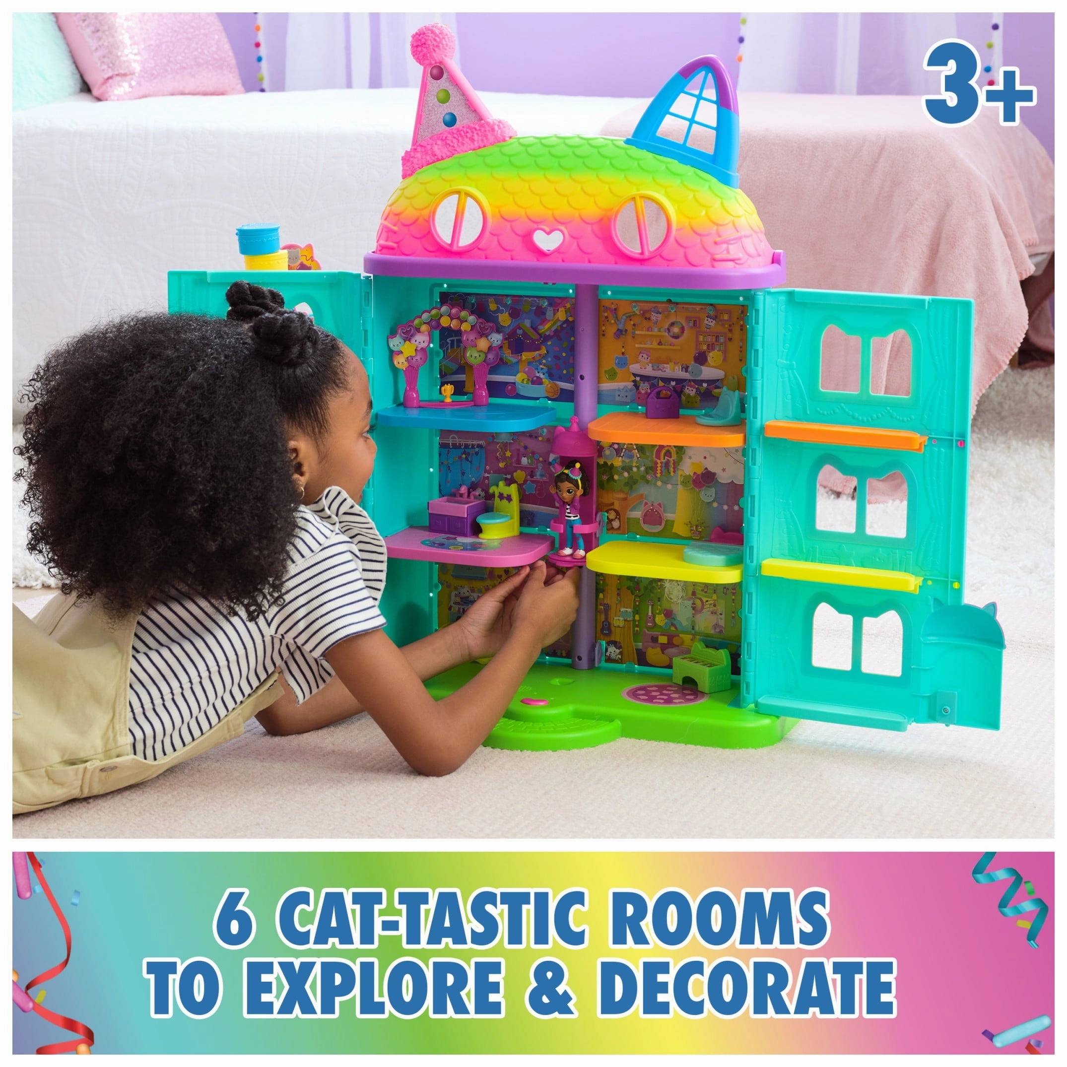 2 Ft Gabby's Dollhouse Purrfect Dollhouse Playset W Accessories & Sounds 3  kids