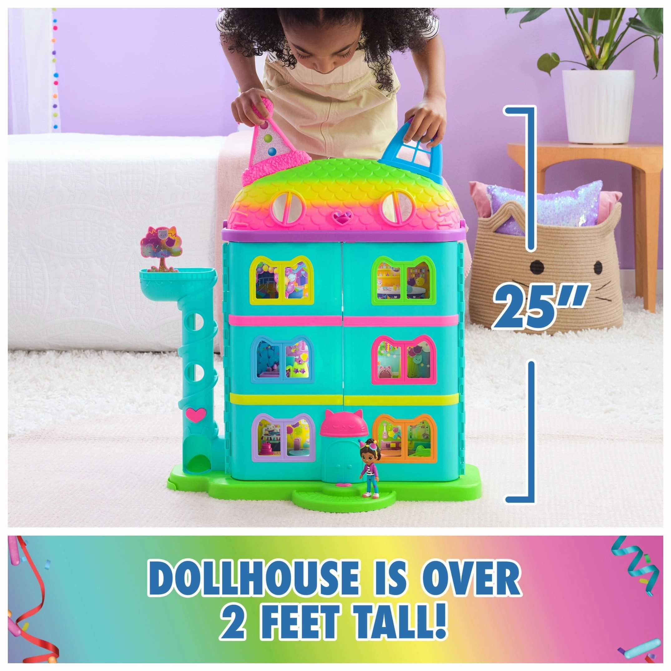 2 Ft Gabby's Dollhouse Purrfect Dollhouse Playset W Accessories & Sounds 3  kids