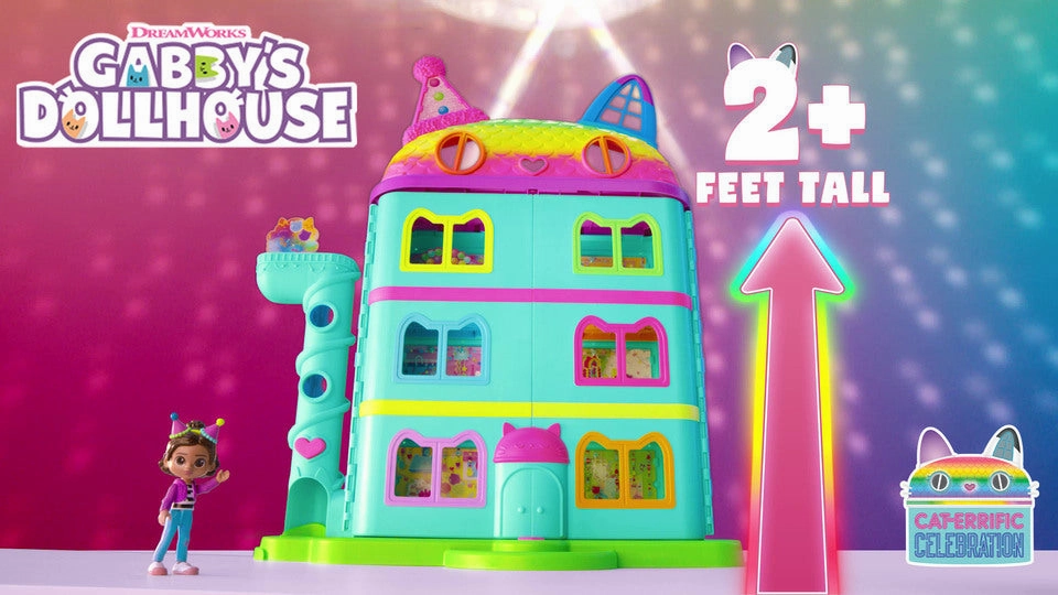 2 Ft Gabby's Dollhouse Purrfect Dollhouse Playset W Accessories & Sounds 3  kids