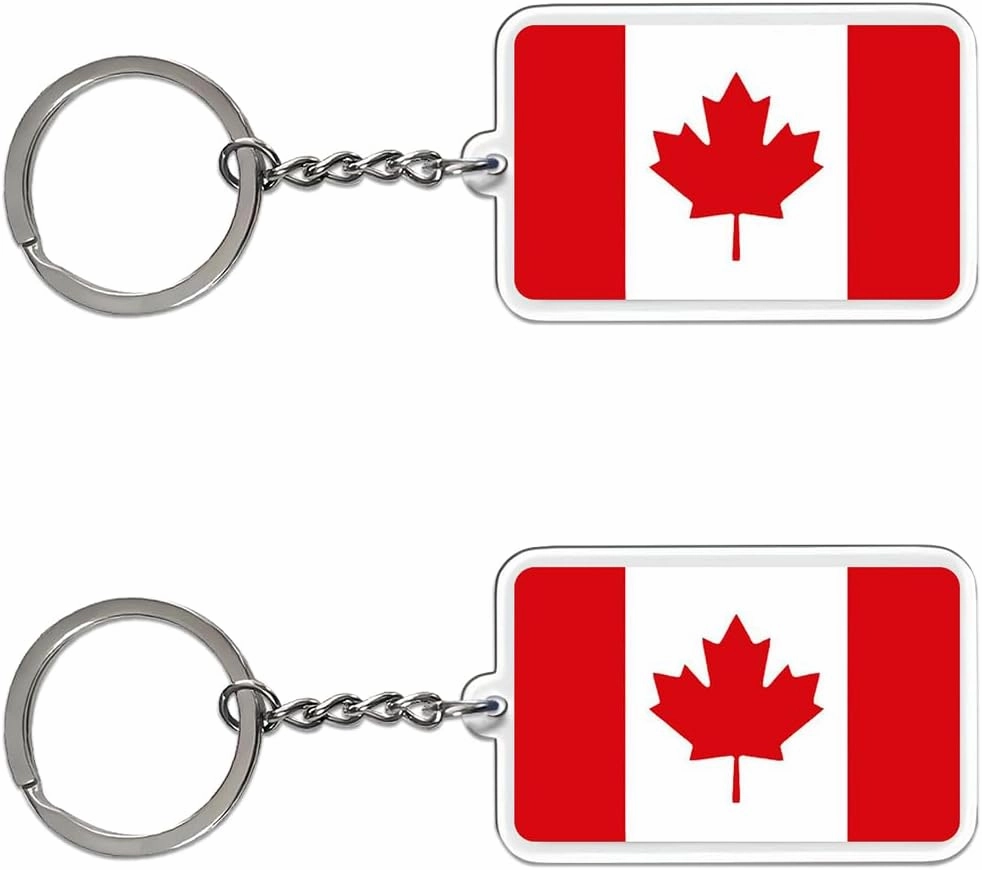 2 Pack Canada Flag Keychain Canadian Key Ring-(Canada)