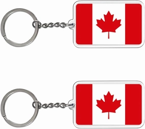 2 Pack Canada Flag Keychain Canadian Key Ring-(Canada)