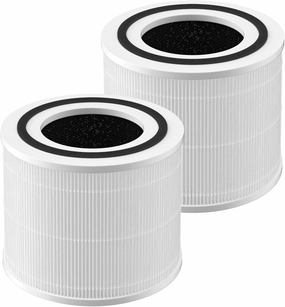 2-Pack Core 300 Replacement Filter Compatible with LEVOIT Core 300 and Core 300S Air Purifier, H13 True HEPA & Activated Carbon, Replace Core300-RF, White