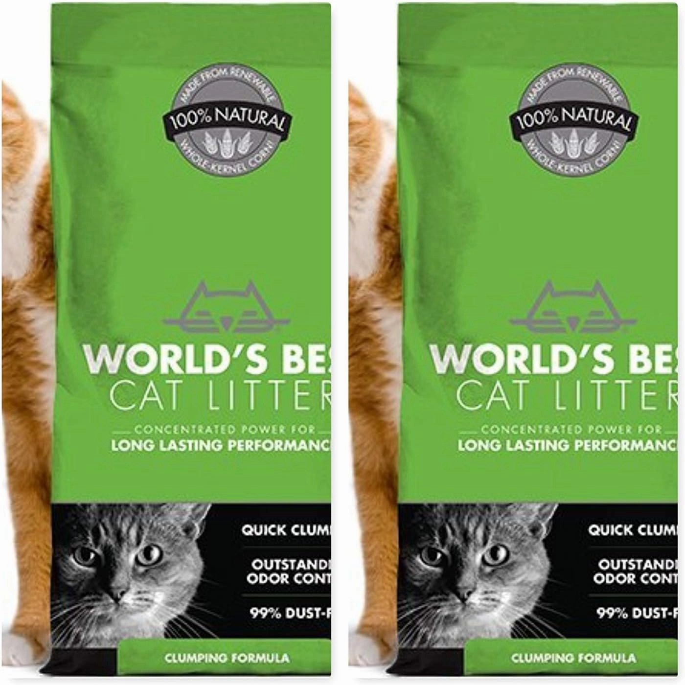 2 Pack World's Best Original Series Cat Litter 8 Pound Bag,Outstanding Odor Control, Quick CLUMPING & Easy SCOOPING, PET, People & Planet Friendly.