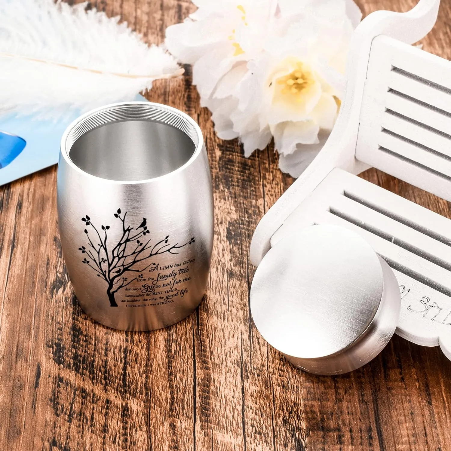 3 Inches Small Urn for Ashes Tree of Life Aluminum Mini Urn for Ashes Cremation Keepsake for Human Ashes Memorial Ashes Holder for Women Men